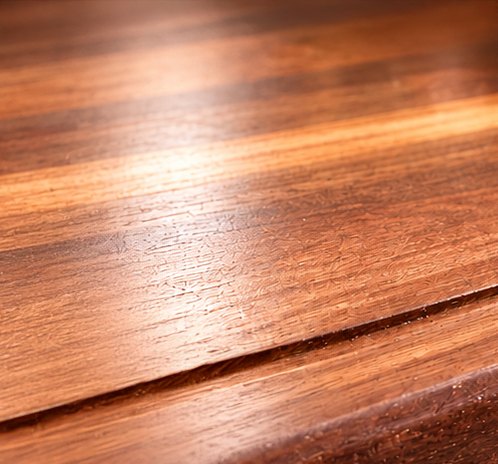 Close-up of warm natural wood grain and finished surface