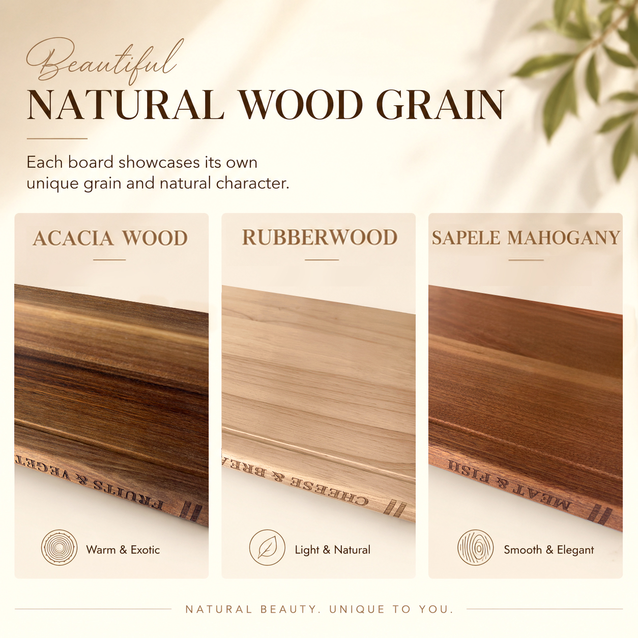 Liereti book-inspired solid wood cutting board set displayed vertically in its wooden stand